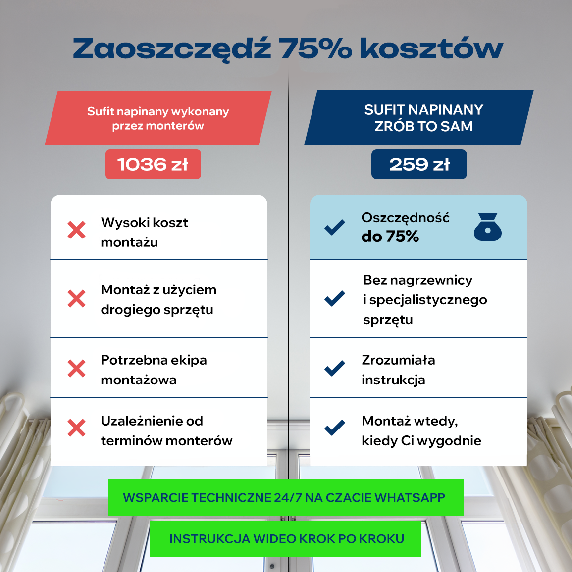 Sufit napinany "Zrób to sam" №1 (1*1,5m)